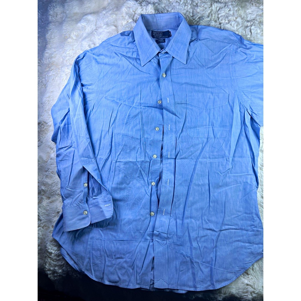 Polo Ralph Lauren Andrew Classic Fit 16.5 32/33 Blue Striped Cotton Shirt.  A27